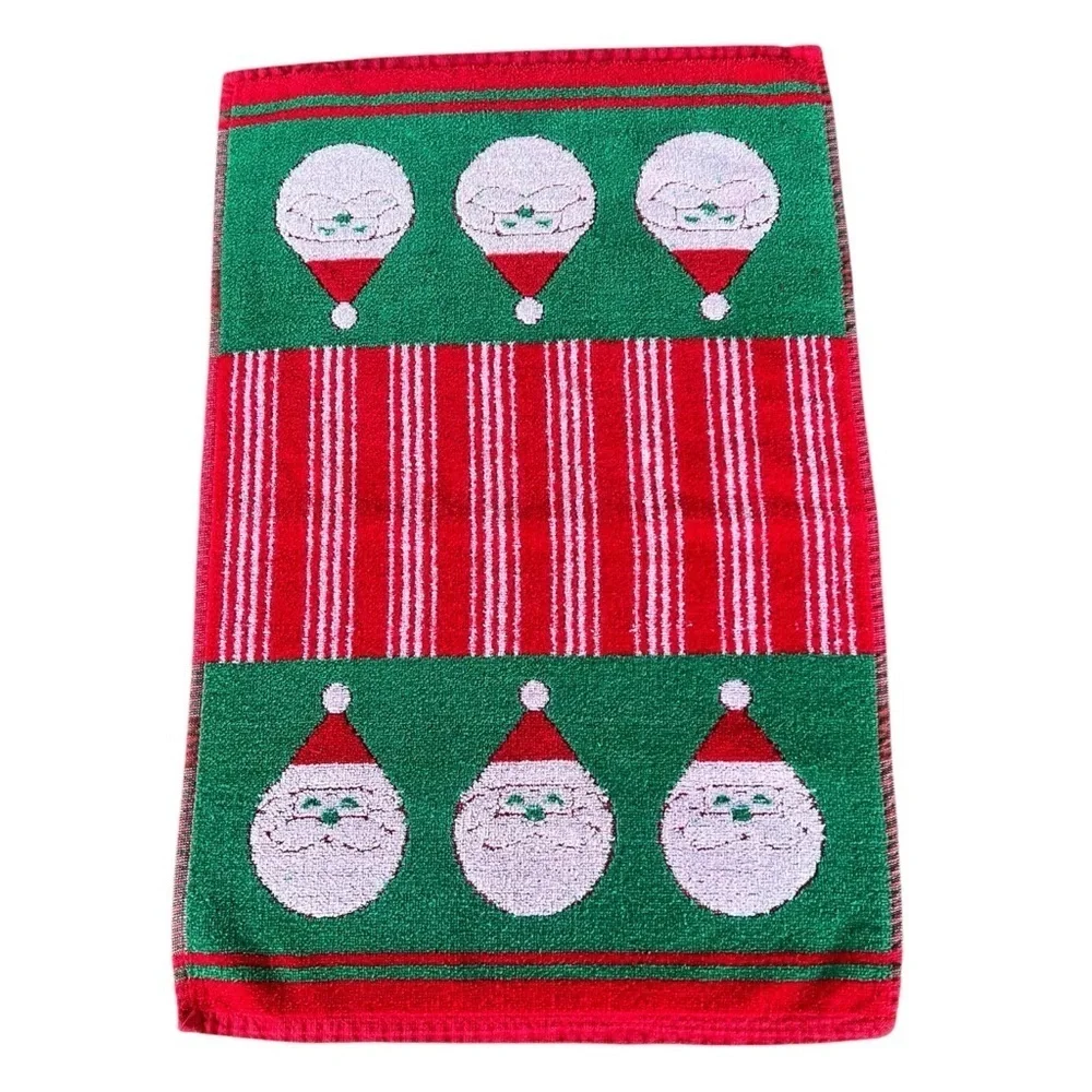 VTG Casa Fina by Saydah Christmas Holiday Hand Towels Santa Poinsettia Korea